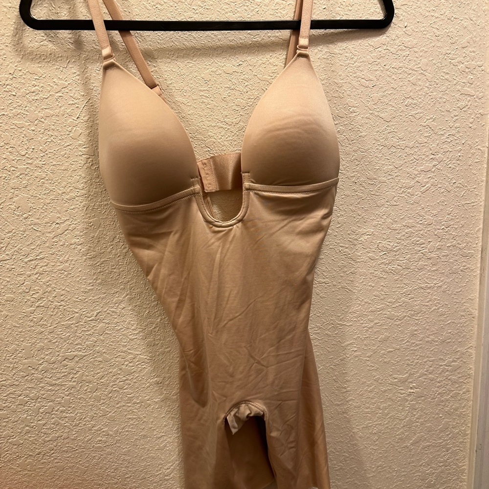 Spanx size small one pc plunge neckline nude